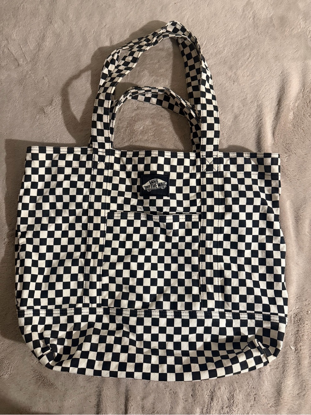 Vans Checkerboard Canvas Tote in Black and White